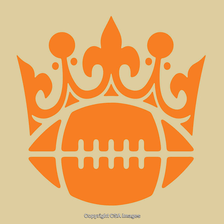 Orange Crown and Football Line Art Emblem on Neutral Background