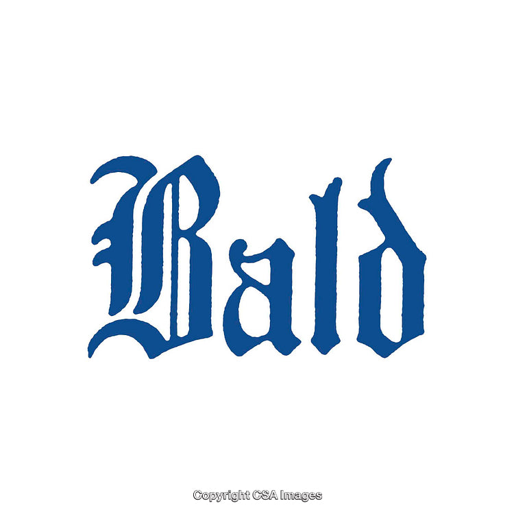 Blue Calligraphy Styled 'Bald' Text in Artistic Design