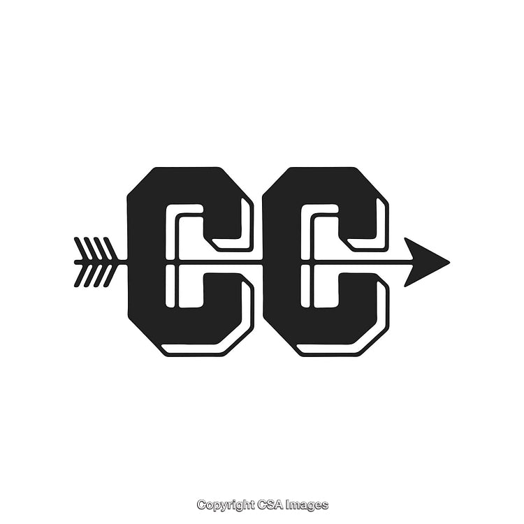 Modern Stylized Logo with Monogram and Arrow Design on White Background