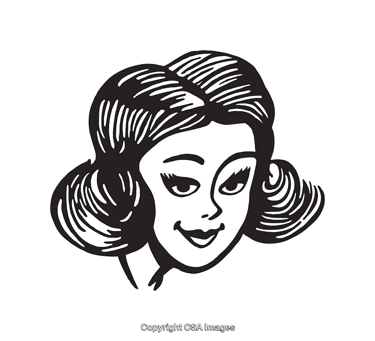Retro Style Black and White Feminine Illustration Artwork