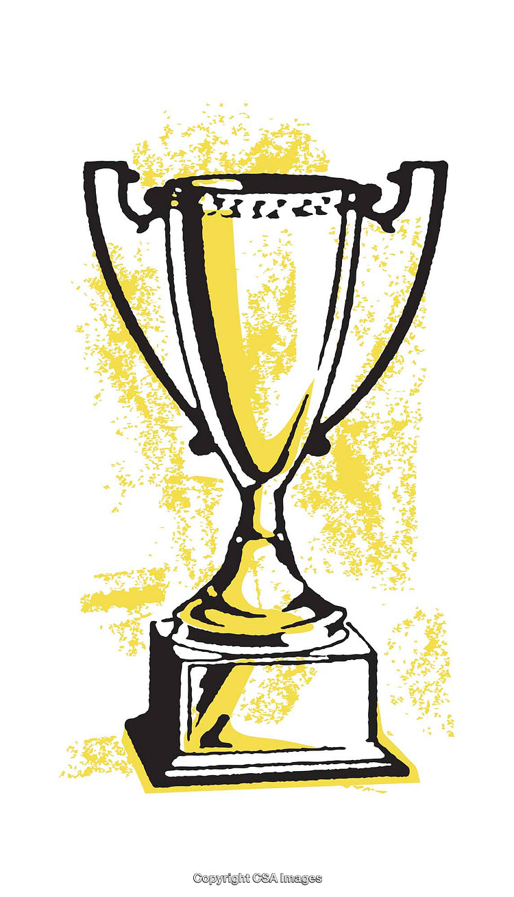 Hand-Drawn Illustration of a Trophy With a Yellow Background