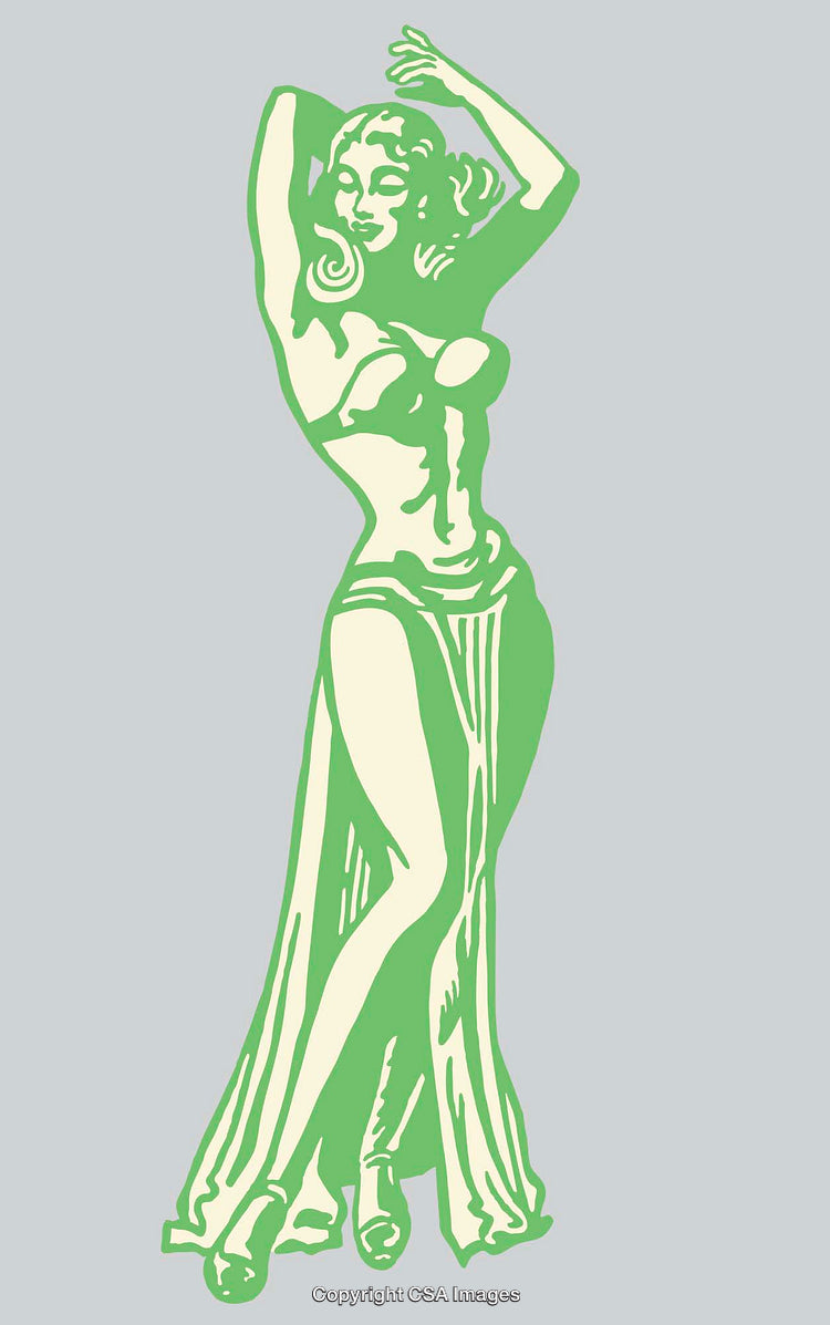 Stylish Vintage Pin-Up Style Woman Illustration in Elegant Pose