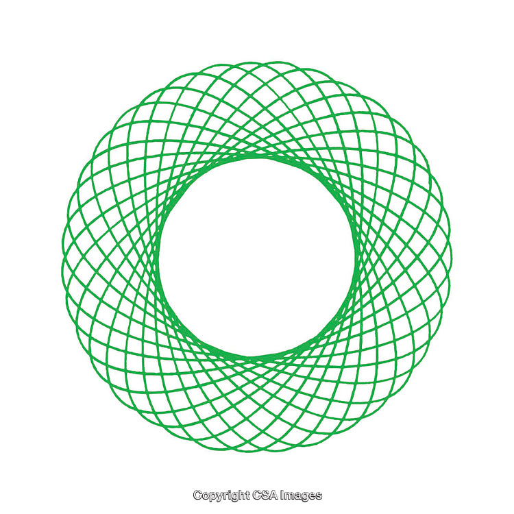 Green Geometric Circular Pattern on White Background Encapsulating Elegance