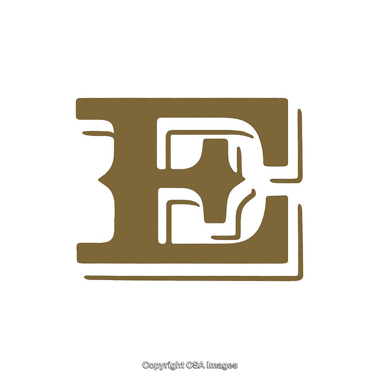 Stylized Letter E in Minimalist Geometric Design on White Background