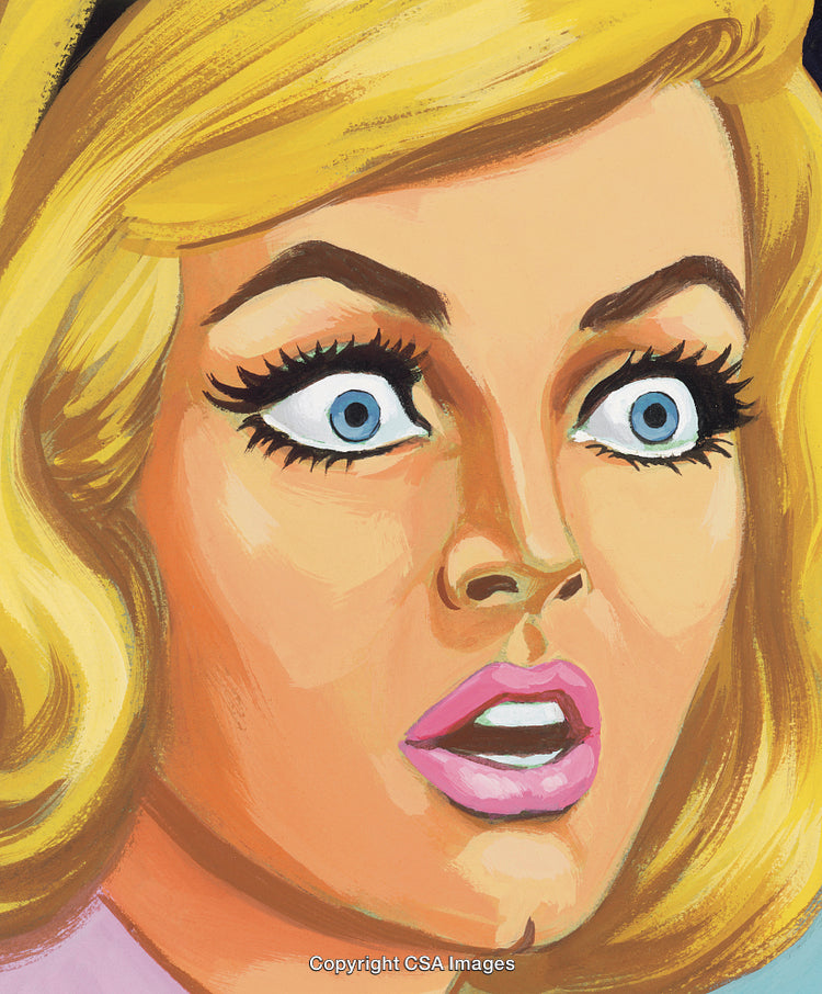 Retro Pop Art Style Illustration of a Surprised Woman With Blonde Hair