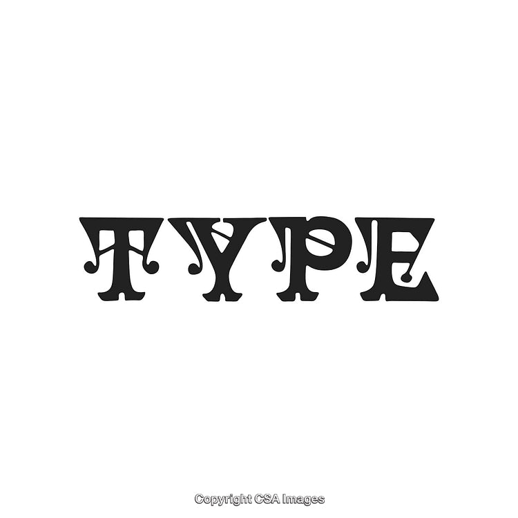 Vintage Black Typographic Design Featuring Decorative Typewriter-Inspired Font
