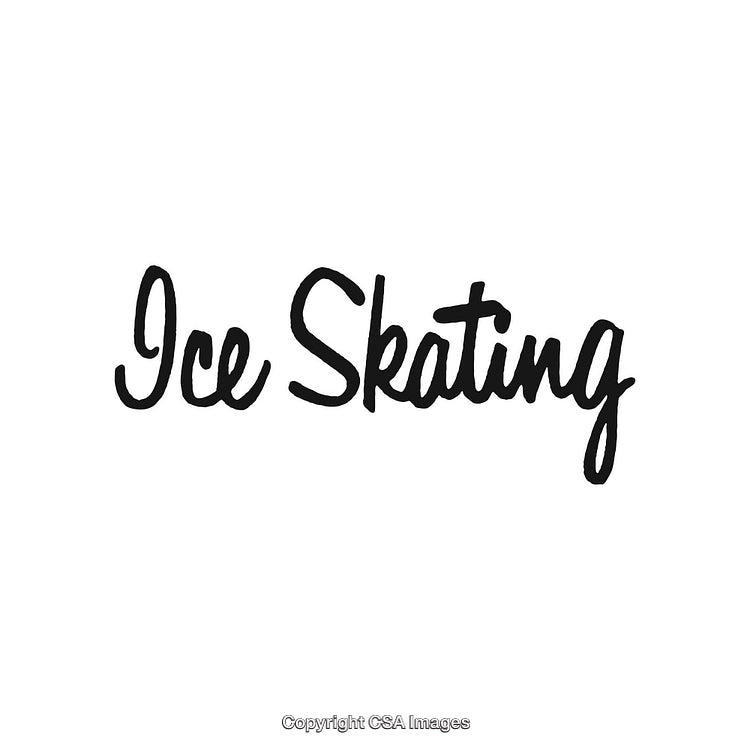 Elegant Handwritten Text 'Ice Skating' in Black on White Background