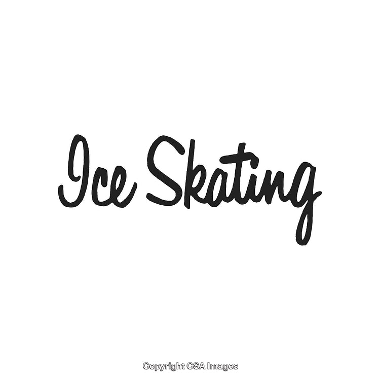 Elegant Handwritten Text 'Ice Skating' in Black on White Background