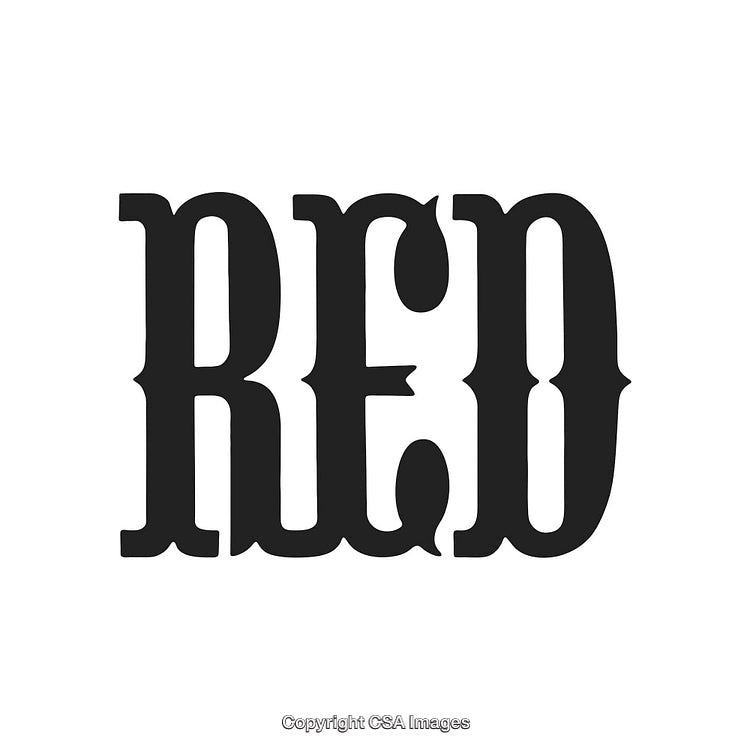 Stylized Black and White Graphic of the Word Red in Artistic Typography