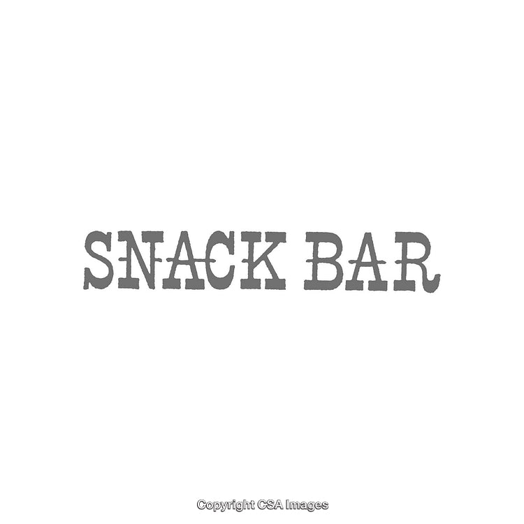Gray Snack Bar Handwritten Text on White Background