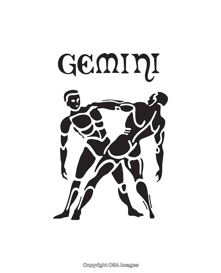 Black and White Illustration of Gemini Duality in Minimalist Design