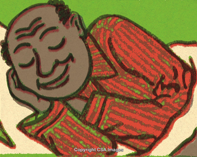 Relaxed Individual Resting Peacefully in a Vibrant Illustration Scene