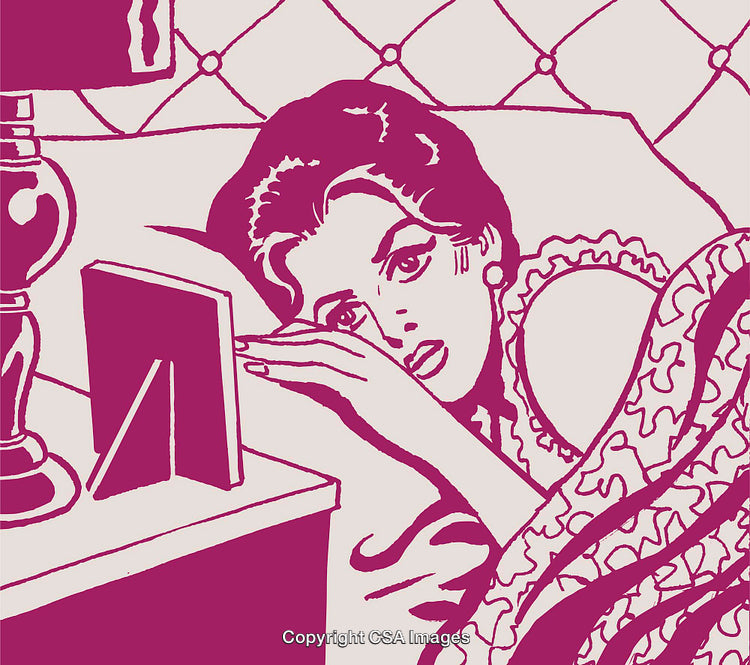 Pop Art Illustration of a Woman Reflecting in a Nostalgic Scene