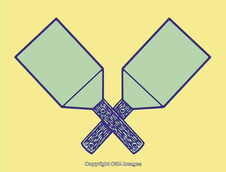 Illustration of Two Crossed Spatulas on a Yellow Background