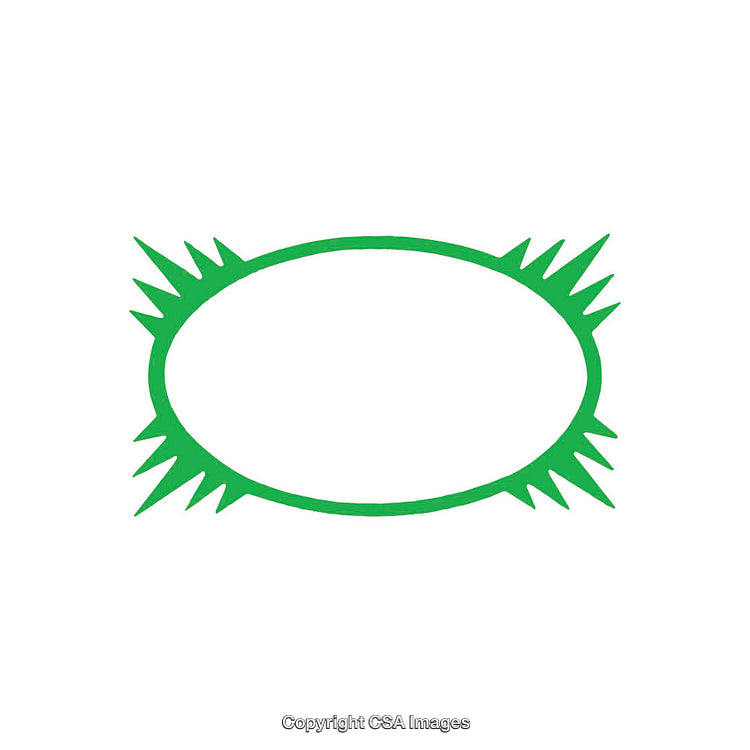 Vibrant Green Spiky Oval Frame on White Background for Creative Designs