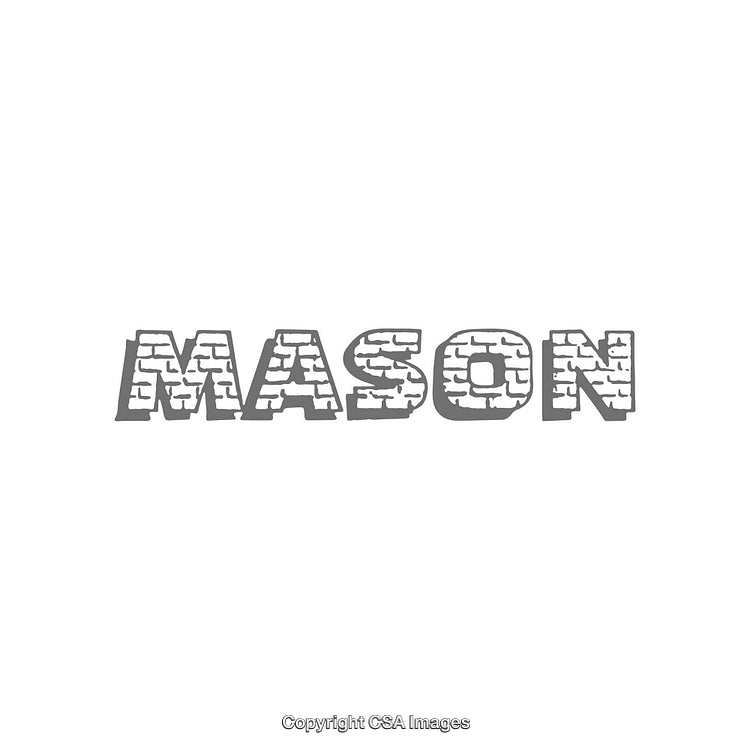 Gray Brick-Themed Typography Featuring 'Mason' With Creative Design Elements