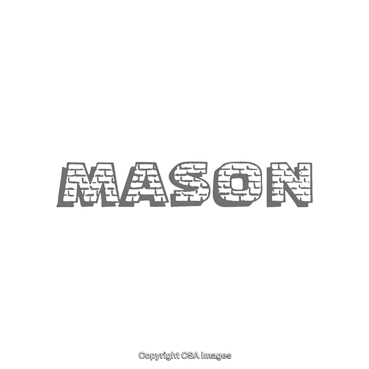 Gray Brick-Themed Typography Featuring 'Mason' With Creative Design Elements