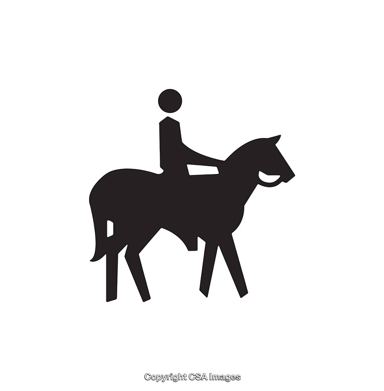 Horseback Rider Silhouette Icon in Simple Black and White Design