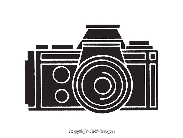 Vintage Camera Line Art Illustration on White Background