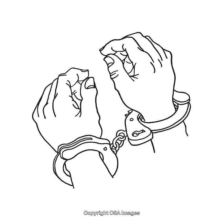 Illustration of Handcuffed Hands in Line Art Style Representation