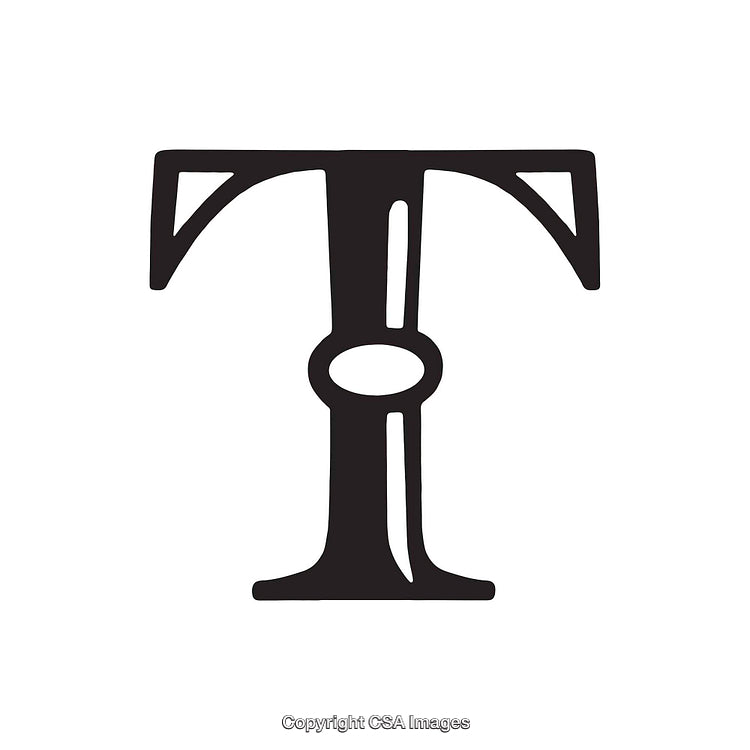 Vintage-Inspired Black Typeface Representation of the Letter 'T'