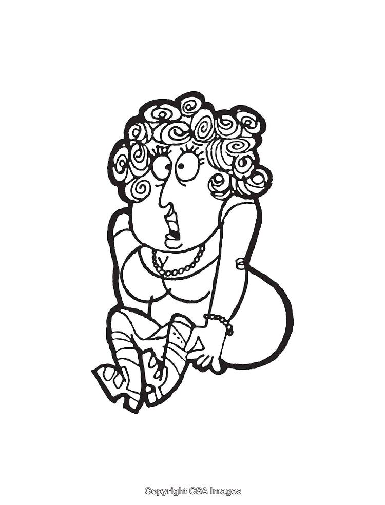 Cartoon Style Black And White Drawing of a Surprised Woman