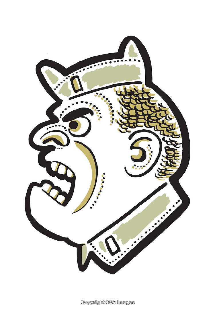 Highly Expressive Cartoon Illustration of an Aggressive Portrait
