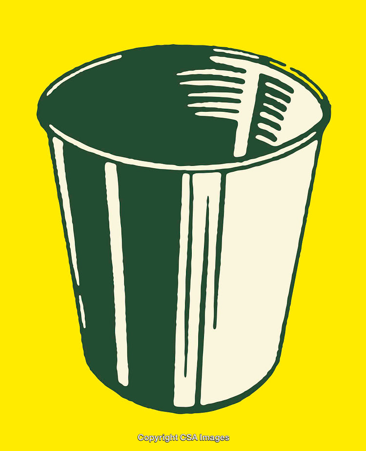 Illustrated Metal Bucket on Yellow Background in Minimalist Style