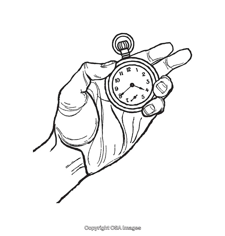 Detailed Line Art Illustration of a Hand Holding a Stopwatch