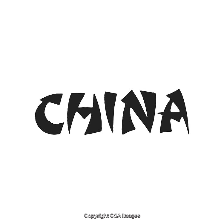 Dynamic Handwritten 'China' Text in Bold Black Style on White Background