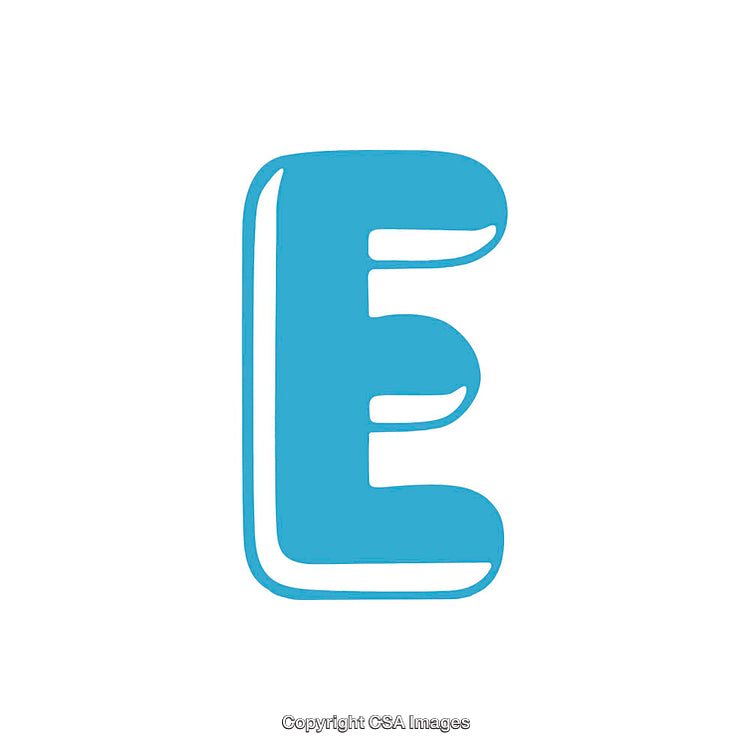 Bold Blue Letter E Isolated on White Background