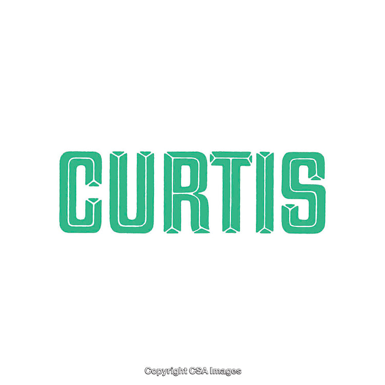 Green Retro Typography Display of the Word Curtis on a White Background