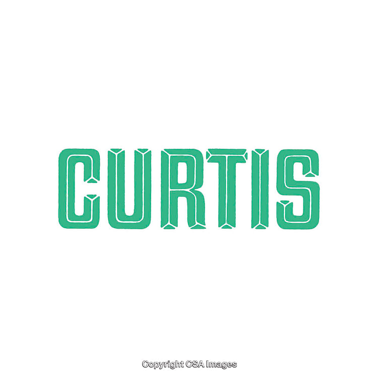 Green Retro Typography Display of the Word Curtis on a White Background
