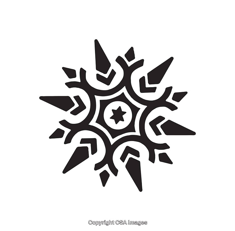 Intricate Black and White Starburst Mandala Symbol Design