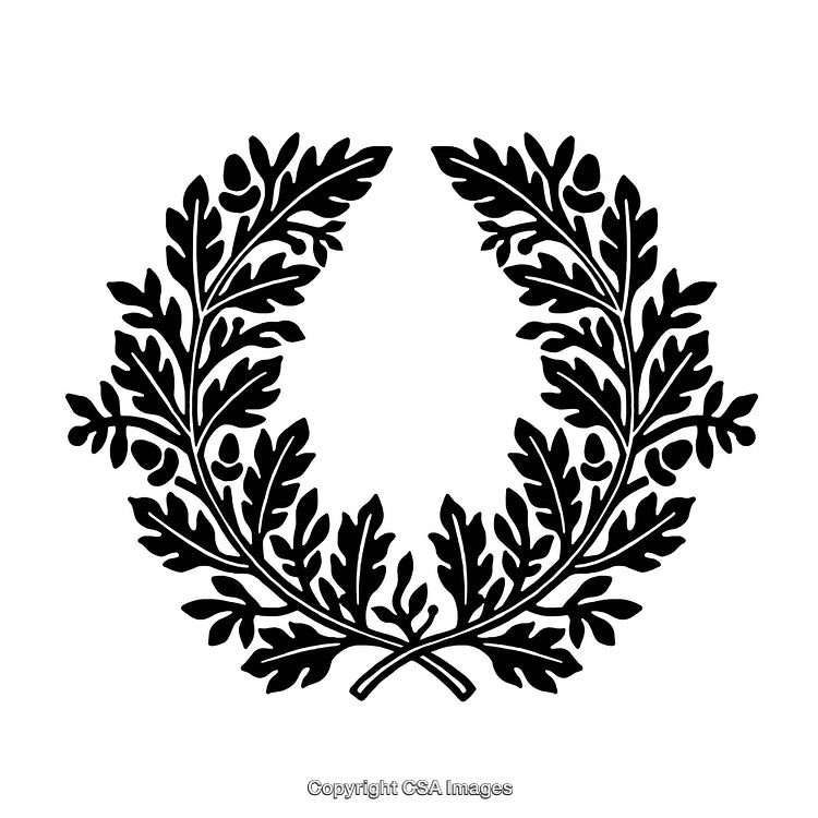 Elegant Black and White Laurel Wreath Design for Decorative Uses
