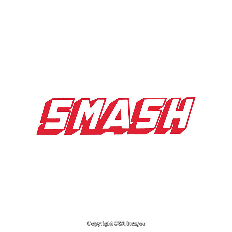 Bold Red Smash Text Design on White Background