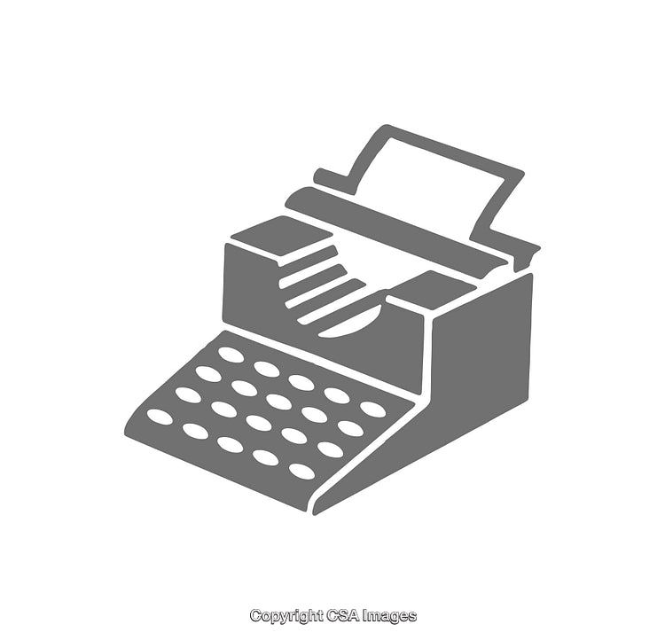 Gray Icon Depicting a Typewriter Symbol in Modern Design