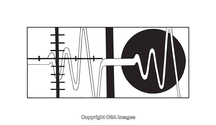 Abstract Black and White Diagram with Waveform and Geometrical Patterns