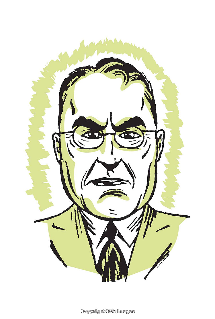 Vintage Style Illustration of Angry Man with Distinctive Features