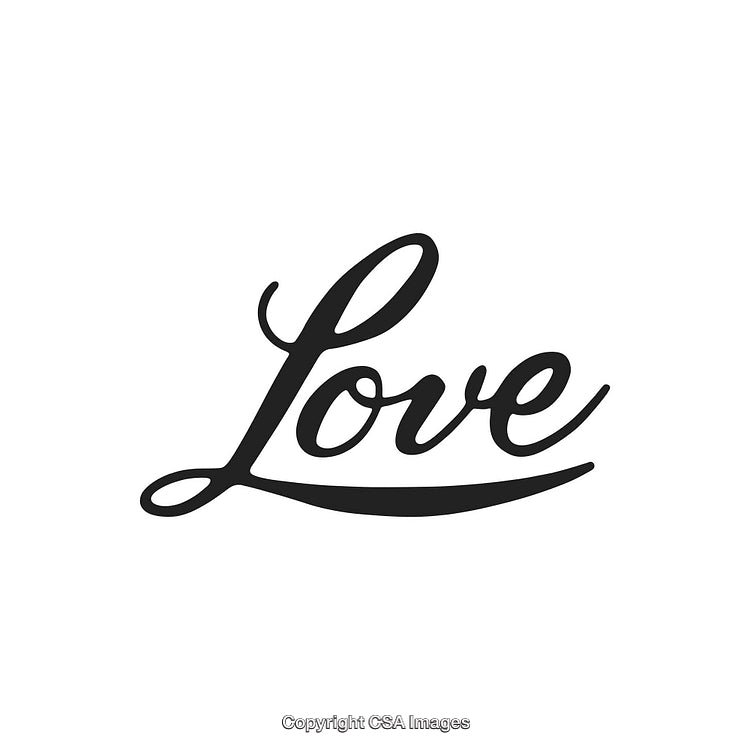 Elegant Black Script Typography Artwork Displaying the Word Love on a White Background