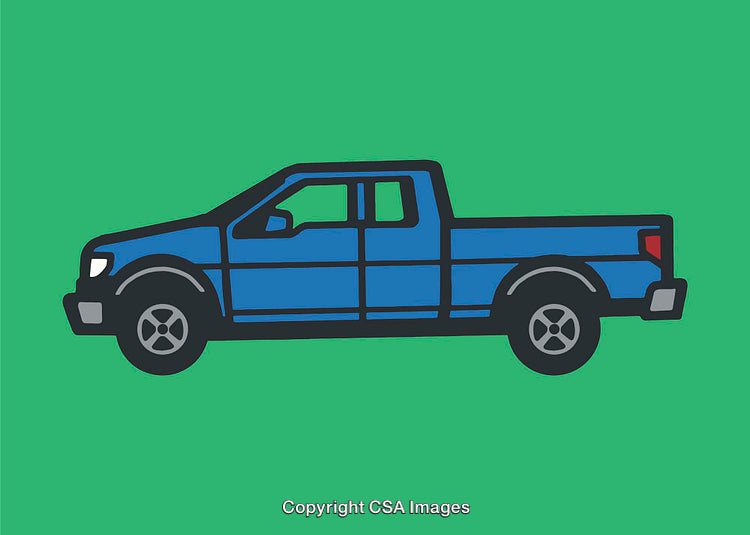 Blue Pickup Truck Illustration on Green Background