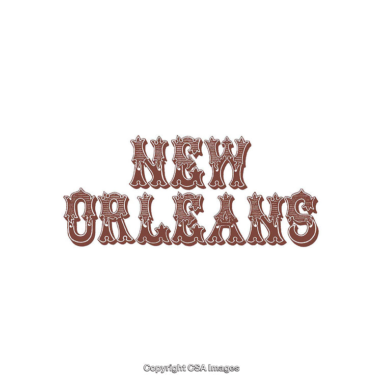 New Orleans Decorative Text Design with Intricate Lettering Details