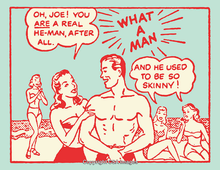 Retro Illustration of a Beach Scene With Comic-Style Speech Bubbles
