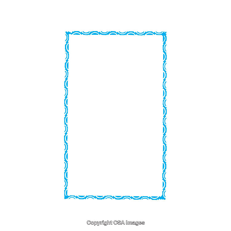 Blue Ornamental Frame with Decorative Pattern on White Background