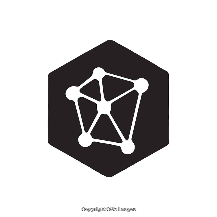 Black and White Geometric Symbol with Connected Dots