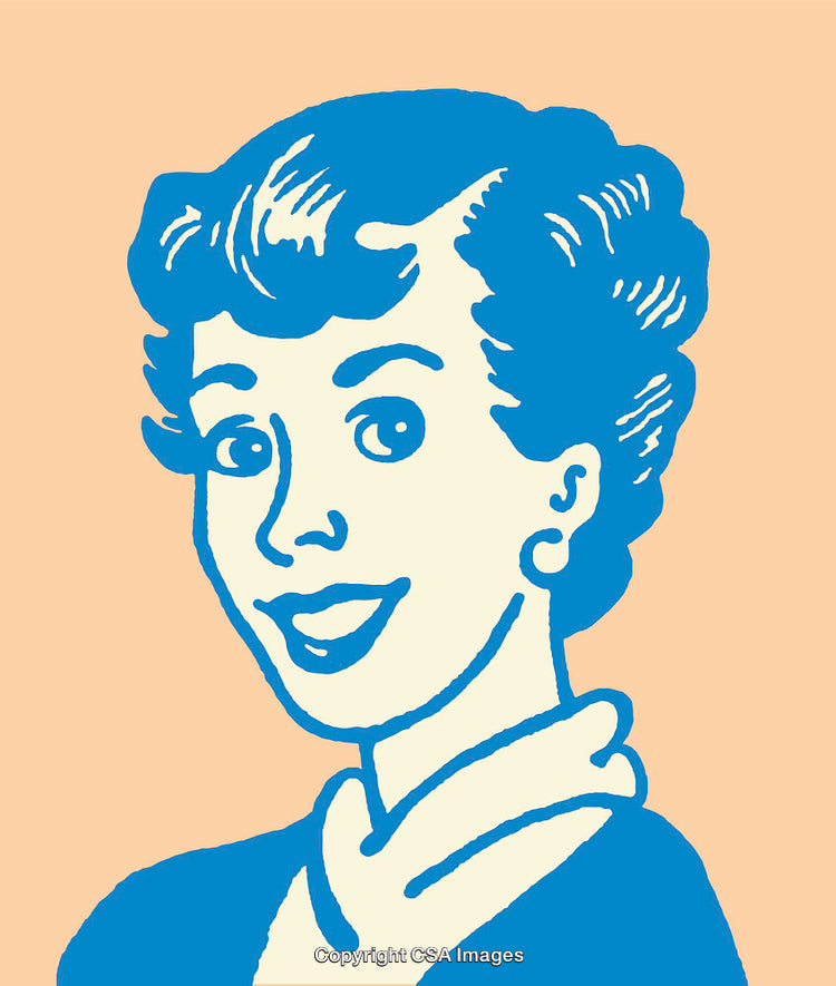 Retro Style Portrait of a Smiling Woman in Blue Tones