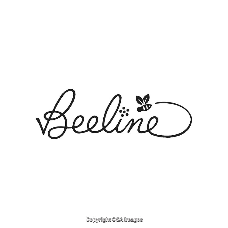 Handwritten Beeline Logo Featuring a Playful Bee Design and Decorative Elements