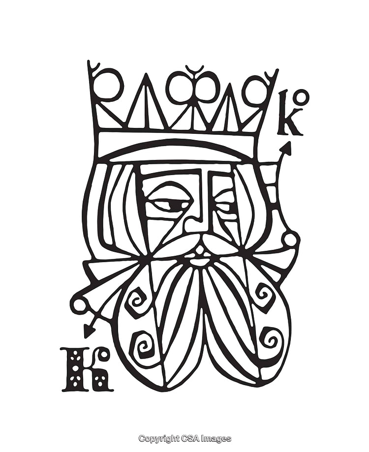 Abstract Black and White Line Art Illustration of a King Design