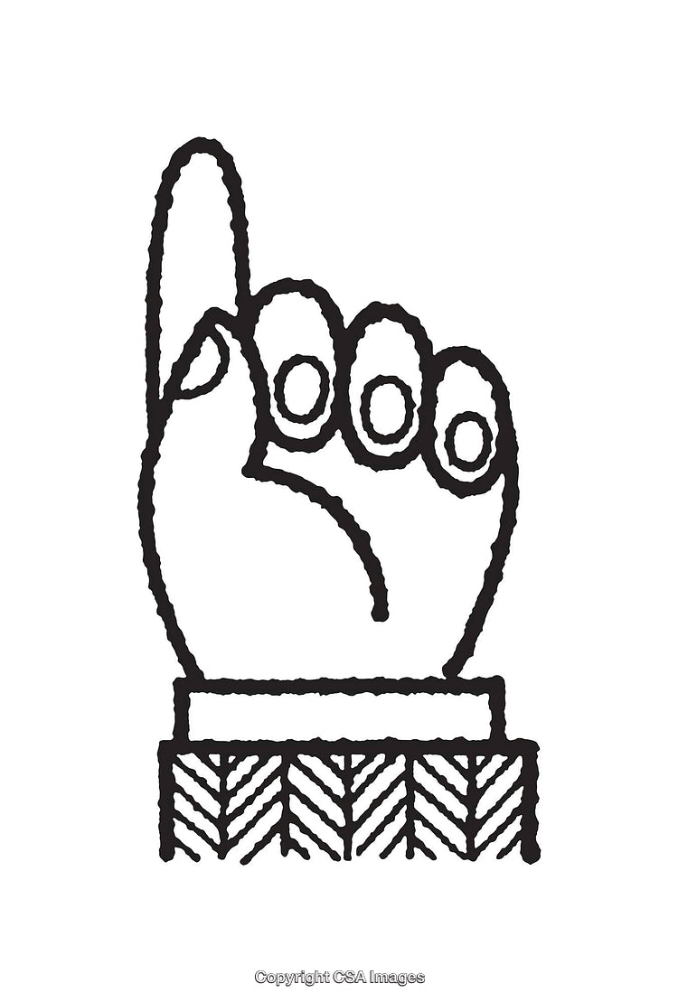 Stylized Black and White Hand Symbol with Intricate Details