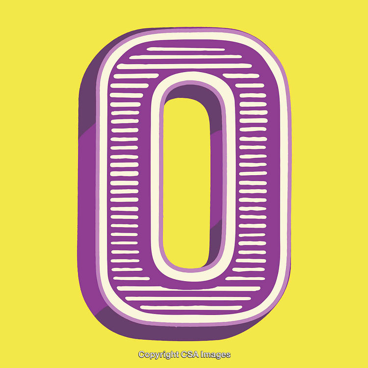 Purple Letter O on Bright Yellow Background in Artistic Display